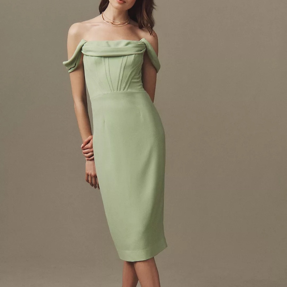 Dress The Population Vickie Off-The-Shoulder Corset Midi Dress